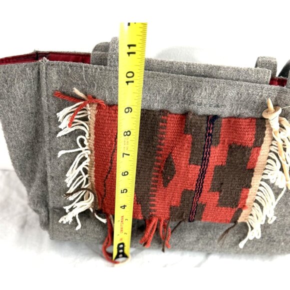 J. Ferrar Gray & Red Wool Tote Bag With Southwestern Woven Accent & Snap Closure - Picture 5 of 7